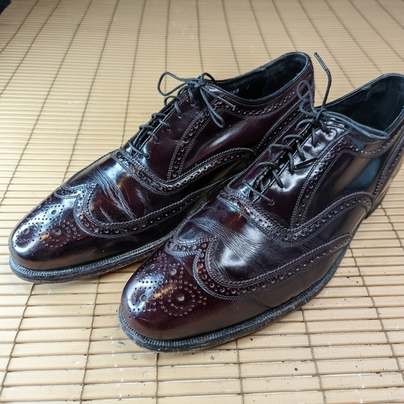 Florsheim Burgundy Leather Wingtip Brogue Oxford Dress Shoes Men's Size 10.5E 23 - Picture 2 of 10